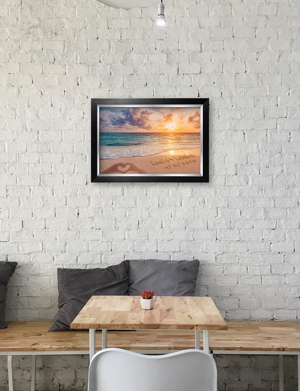 IPIC - "Forever Together Personalized Framed Wall Art, Custom Beach Scene with Name and Date in Sand, A Personalized Gift for Couple, Wedding, or Anniversary, Coastal Home Decor, Ready to Hang