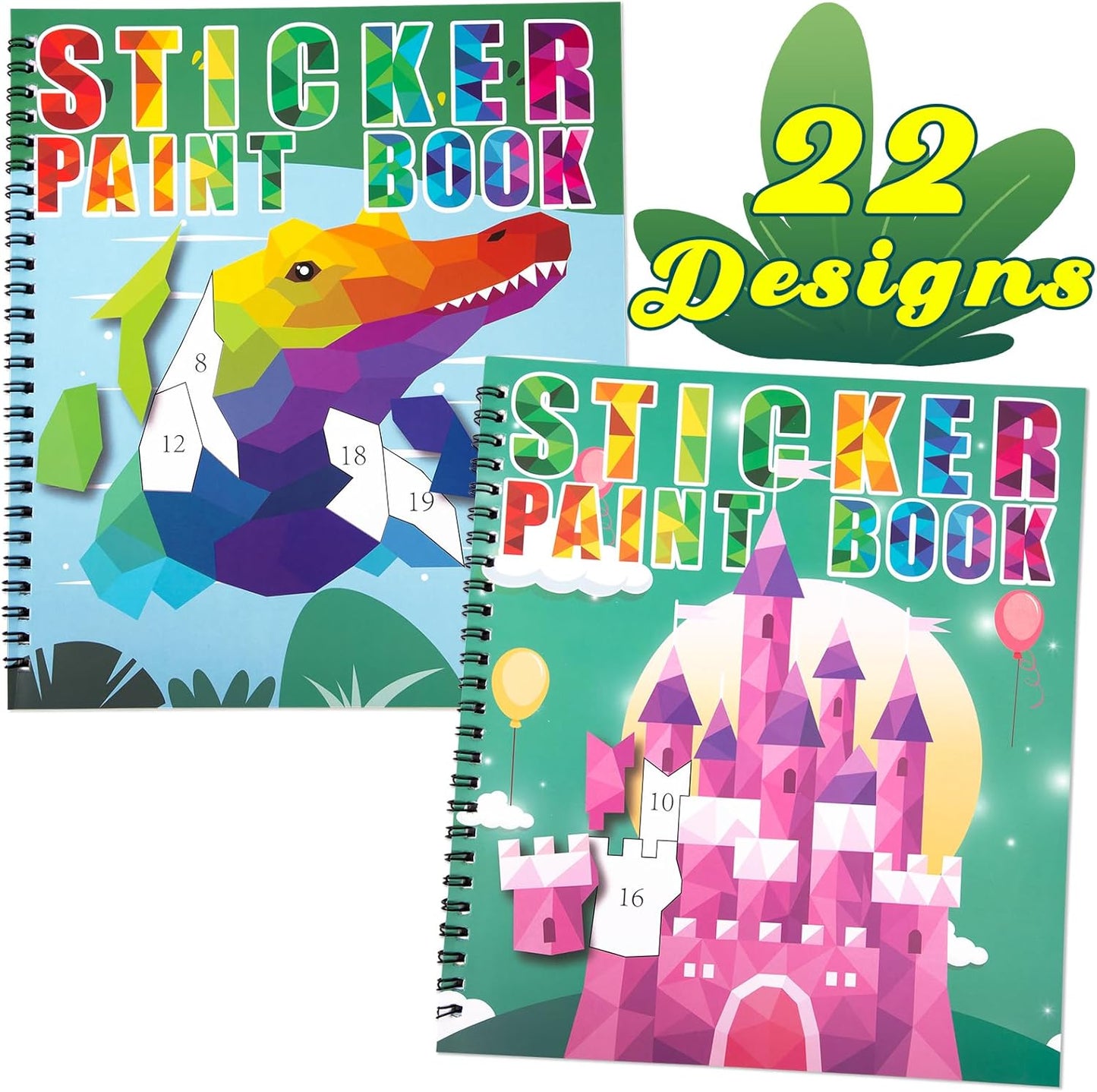 90shine 2PCS Sticker Books for Kids Ages 4-8 Multicolored Magic Themed Designs Party Gift Create 22 Pictures