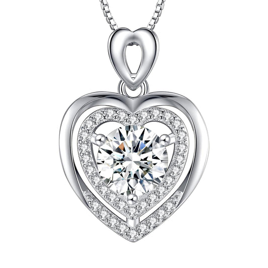 Moissanite Necklace for Women, 2Ct Sterling Silver Heart Pendant Necklace Gifts for Wife, 18K Gold Plated S925 Sterling Silver, Anniversary Jewelry Present for Wife, Birthday Gifts for Girlfriend, Mom
