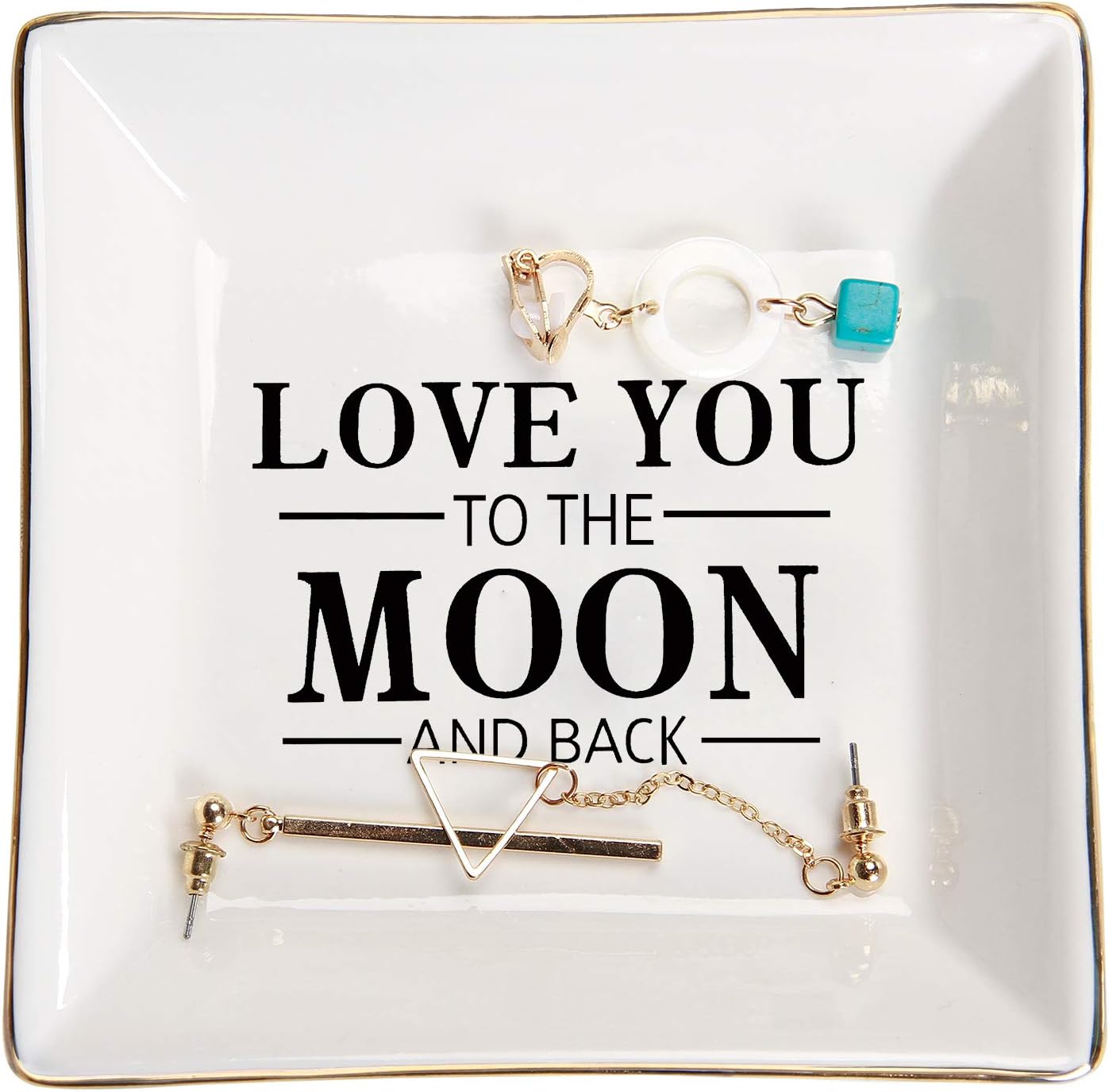 HOME SMILE Ceramic Ring Dish Jewelry Tray for Mom Sister Friends