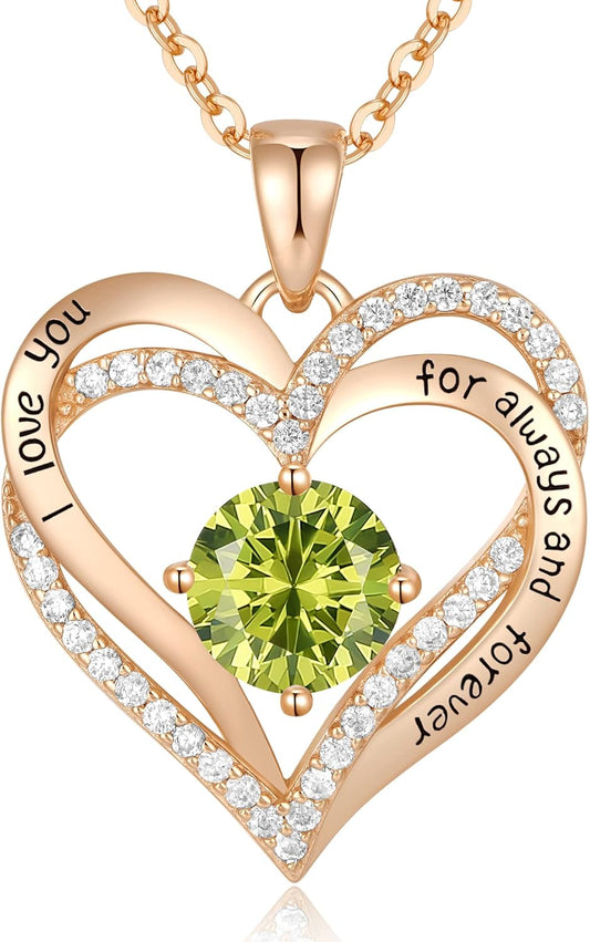 CDE Forever Love Heart Necklaces for Women, Wedding Anniversary, Birthday Mothers Day Gifts for Mom, Mother, Wife, Girlfriend, S925 Silver Jewelry with Birthstone Pendant