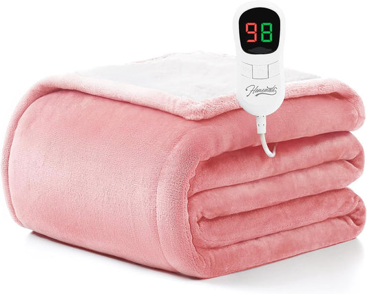 Homemate Electric Heated Blanket Full Size - 72"x84" Heating Blanket Full Size 1/2/4/6/8 Hours Auto-Off 10 Heat Level Over-Heat Protection Flannel Sherpa ETL Certification