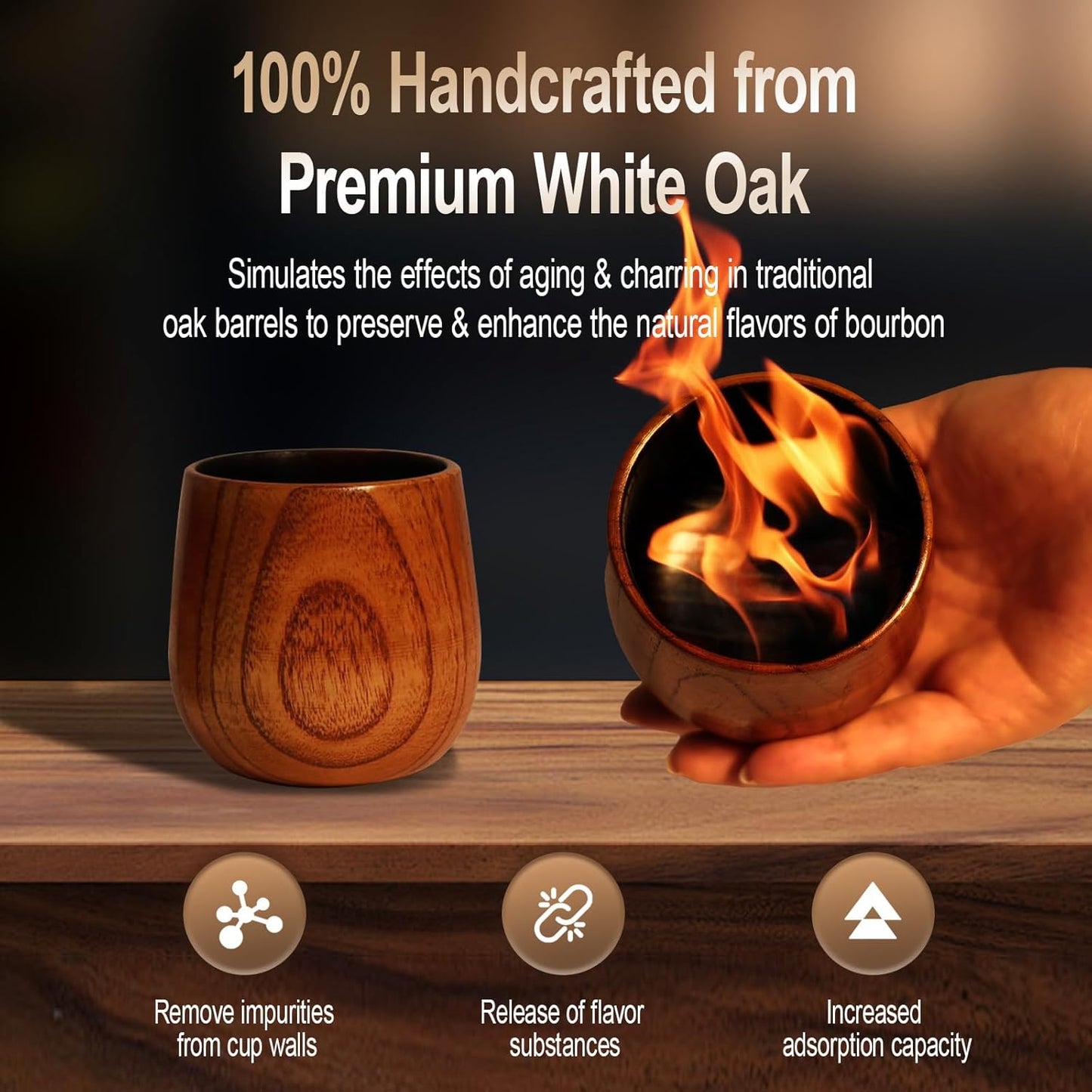 Charred Wooden Bourbon Drinking Glass, Bourbon Gifts for Men, Handcrafted Premium Whiskey Glasses for Dad, Great Whiskey Gifts for Men, Perfect Presents for Boyfriend Father Friends, Wine Tumbler