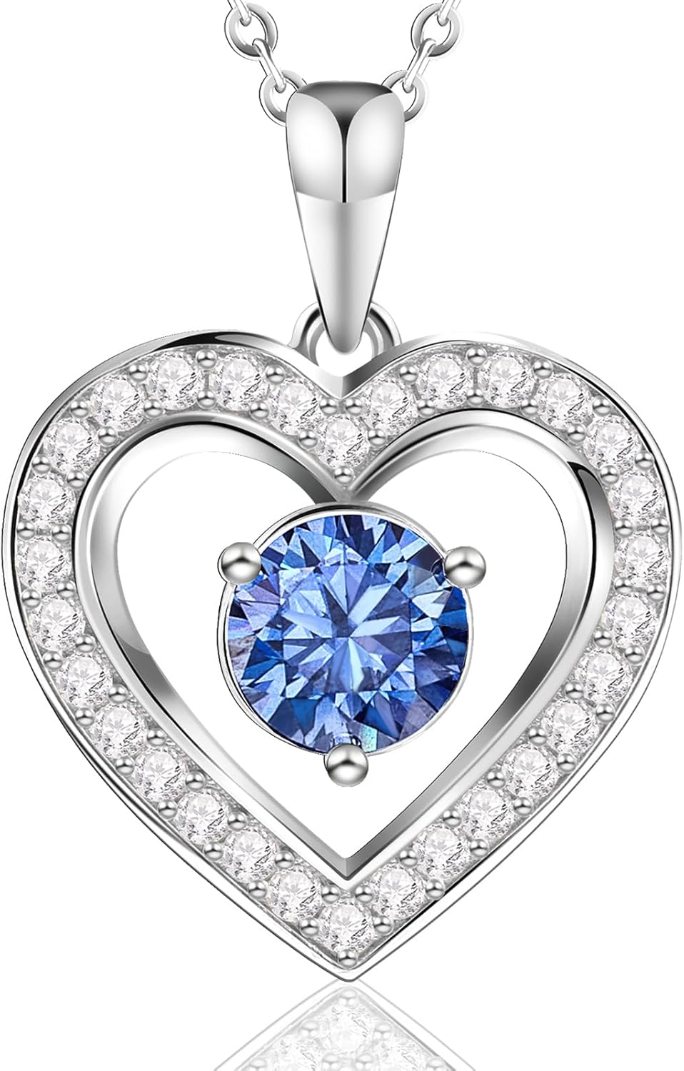 Full Moissanite Heart Necklace - No CZ! 2ct Vibrant Birthstone & 30 White Gems | 12 Month Gifts for Wife, Mom, Her | Anniversary, Valentine's Day, Mother's Day Jewelry