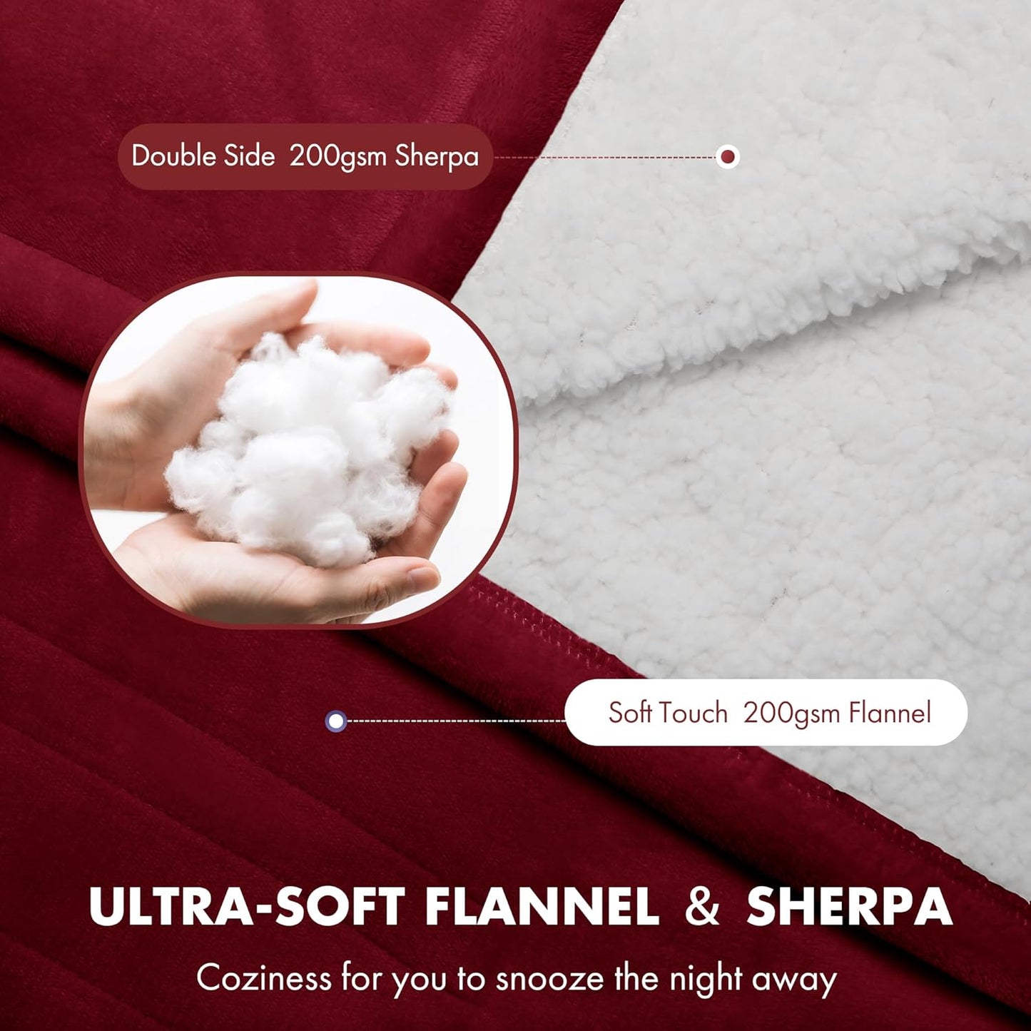 Electric Blanket Full Size 72" x 84" - Fluffy Ultra Soft Flannel Full Electric Blanket with 6 Heating Levels & 10 Hours Adjustable Timer, Fast Heating and Washable Blanket for Office (Red)