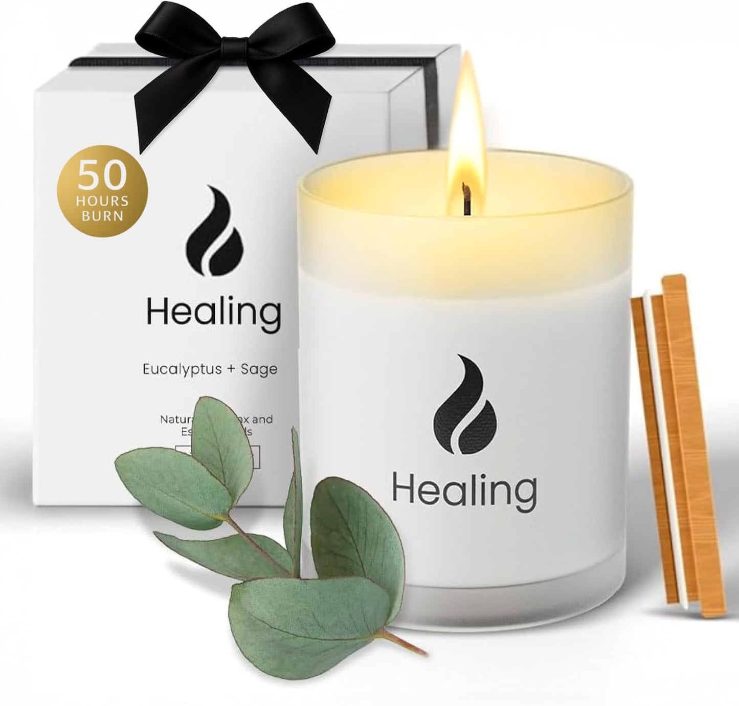 Natur IX Cleansing Scented Candles for Home | Sage & Palo Santo | Natural Non Toxic Soy Candles with Essential Oils | 50 H Long Burning | (Healing | Eucalyptus & Sage)