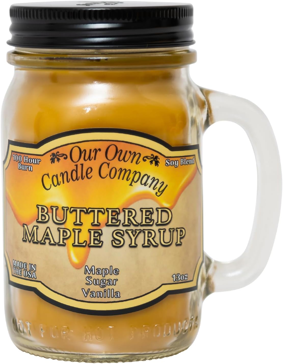 Our Own Candle Company Buttered Maple Syrup Scented 13 Ounce Mason Jar Candle