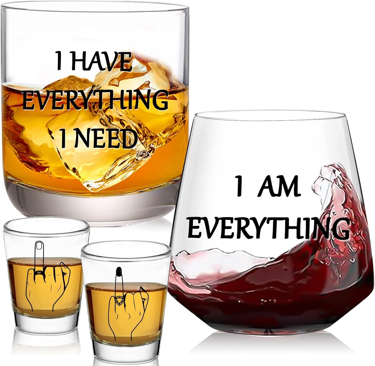I Have Everything I Need I Am Everything Drinking Set of 2, Finger Shot Glasses Set of 2, Wedding Gifts for Couples, Bridal Shower Gifts, Anniversary, Engagement Couple Gift for Him Her
