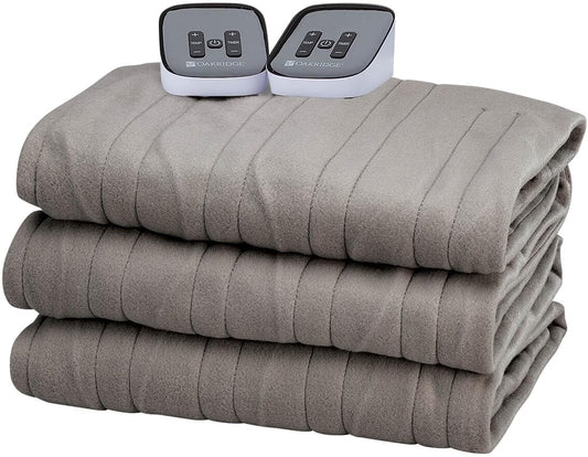OakRidge Digital Comfort Fleece Heated Queen Blanket - Grey, 100% Polyester, Machine Washable, Oeko-TEX Certified, Perfect for Warm Nights, Controlled Heat Settings