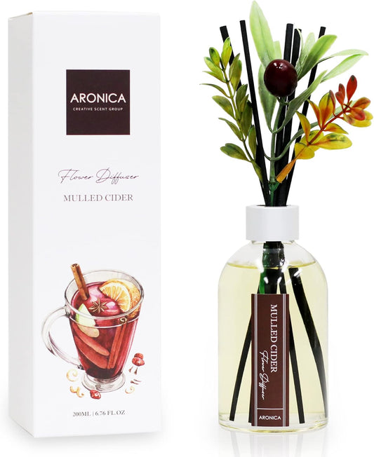 Aronica Aronica Christmas Tree Diffusir Oil Cinnamon, Mulled Spice Apple Oil with Sticks, Winter Candy Scented Reed Diffuser, Home Fragrance Decor