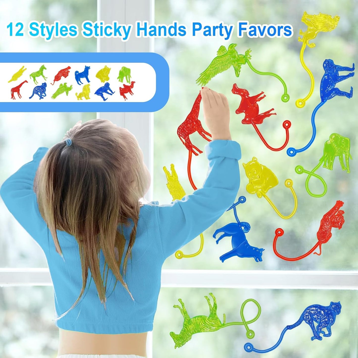 Sticky Hands Bulk 36PCS Forest Animal Party Favors for Kids Stretchy Sticky Hand Fidget Toys Goodie Bag Stuffers Treasure Box Toys for Classroom Prizes Birthday Party Supplies Easter Egg Fillers