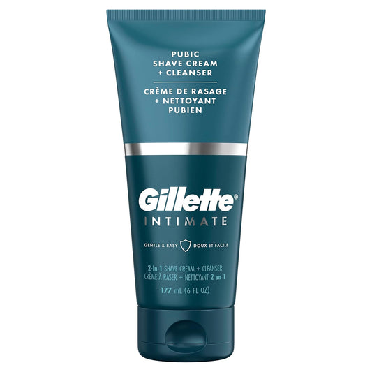 Gillette Intimate 2 in 1 Pubic Shave Cream + Cleanser, Gentle Formula, Formulated for Pubic Hair & Skin, with Aloe, Paraben Free (177 ml)