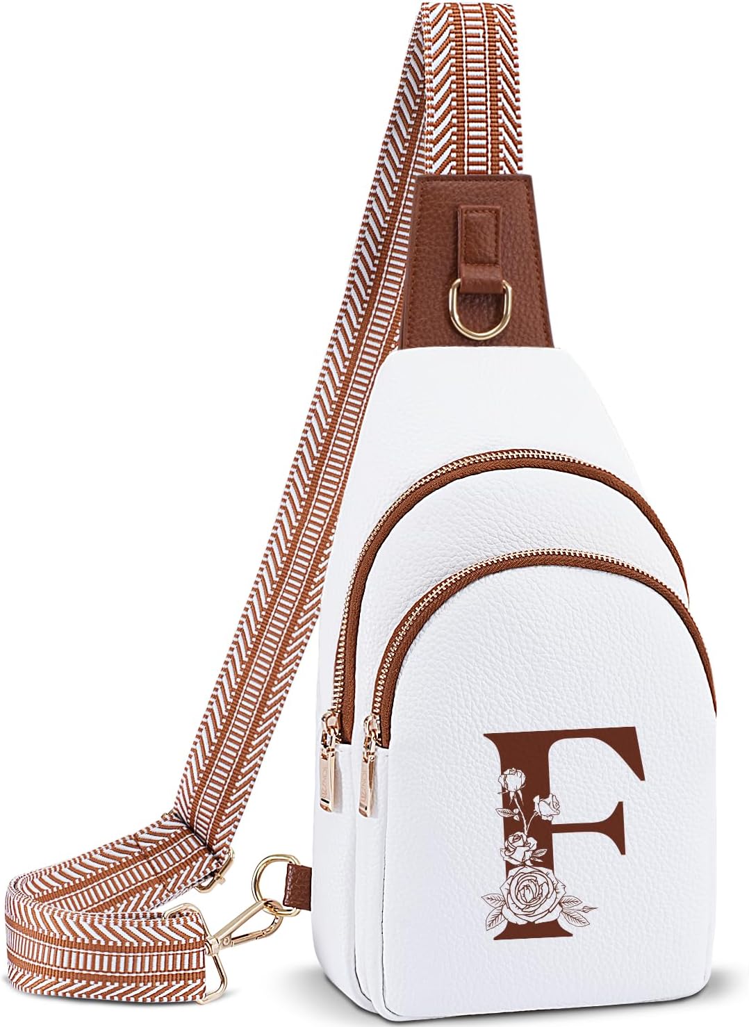 Crossbody Bag for Women Leather Sling Bags with Initial Letter Fanny Pack Chest Bag for Travel, Gift for Mom Wife