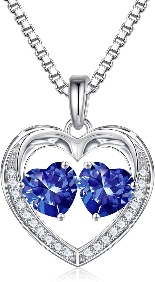 Iefil Birthstone Jewelry for Women - 925 Sterling Silver Birthstone Necklace, Anniversary Birthday Gifts for Women, Jewelry Gifts for Her Wife Mom Daughter