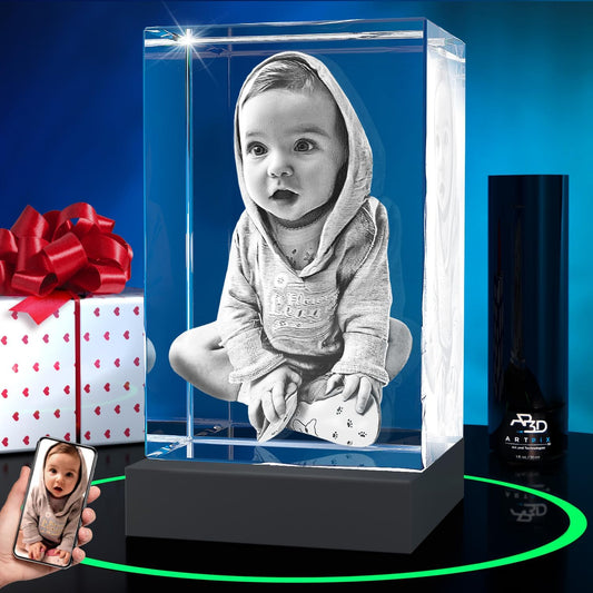 ArtPix 3D Premium Crystal Photo, Personalized Gifts for Women, Wife, Her, Him, Men, Husband, Grandma, Great Customized Gift With Your Own Photo, Custom Glass 3D Laser Etched Picture Wedding