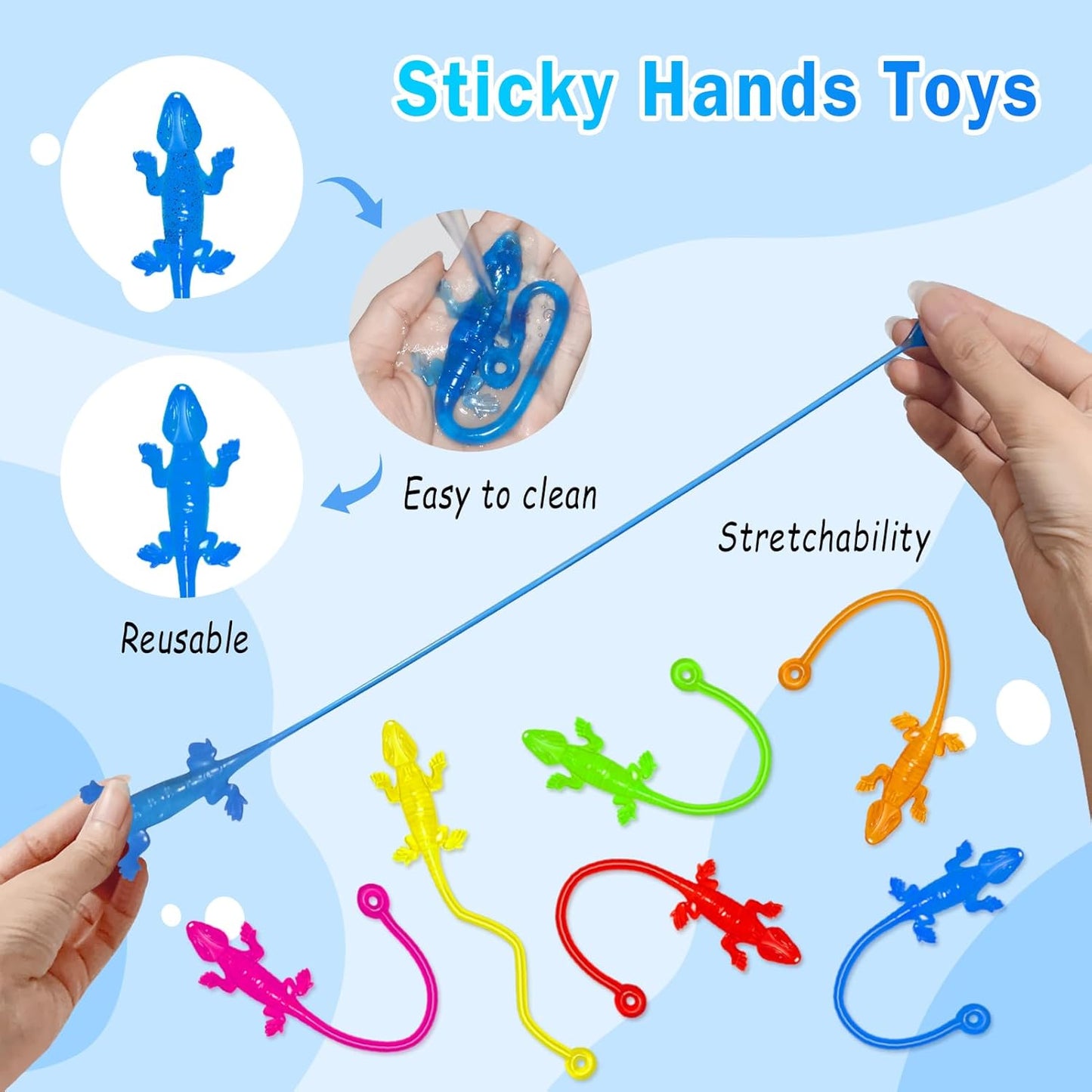 Sticky Hands Bulk 36PCS Kids Party Favors Lizard Shape Stretchy Sticky Hand Fidget Toys Kids Goodie Bag Stuffers Treasure Box Toys for Classroom Prizes Birthday Party Supplies Easter Egg Fillers