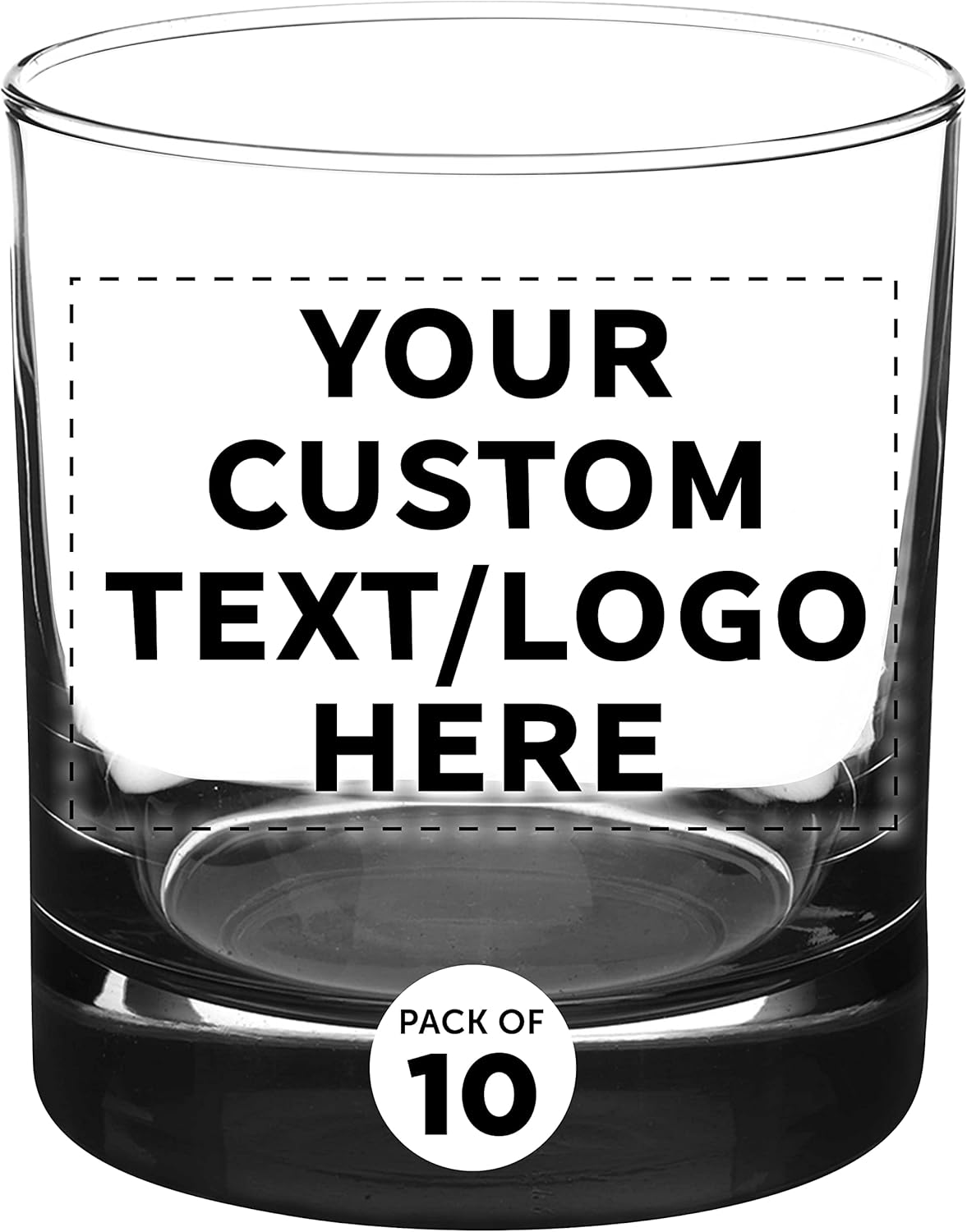 Custom Whiskey Glasses by Libbey 10 oz. Set of 10, Personalized Bulk Pack - Heavy Base Old Fashioned Glass, Perfect for Scotch, Bourbon, Whiskey, Cocktail - Black