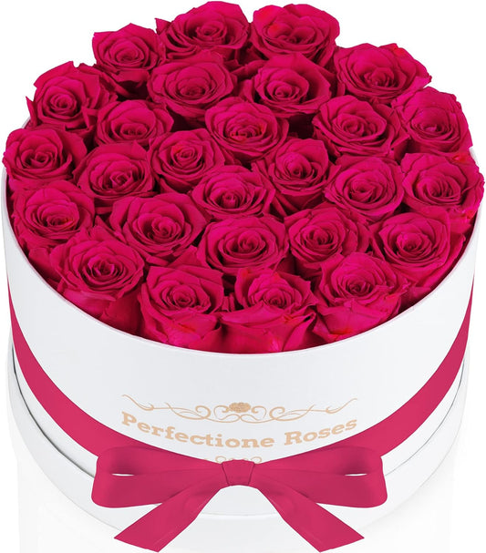 Perfectione Roses 27 Roses in a Box, Mothers Day Rose, Preserved Flowers for Her, Flowers for Delivery Birthday Gifts for Women (Radiant Pink)