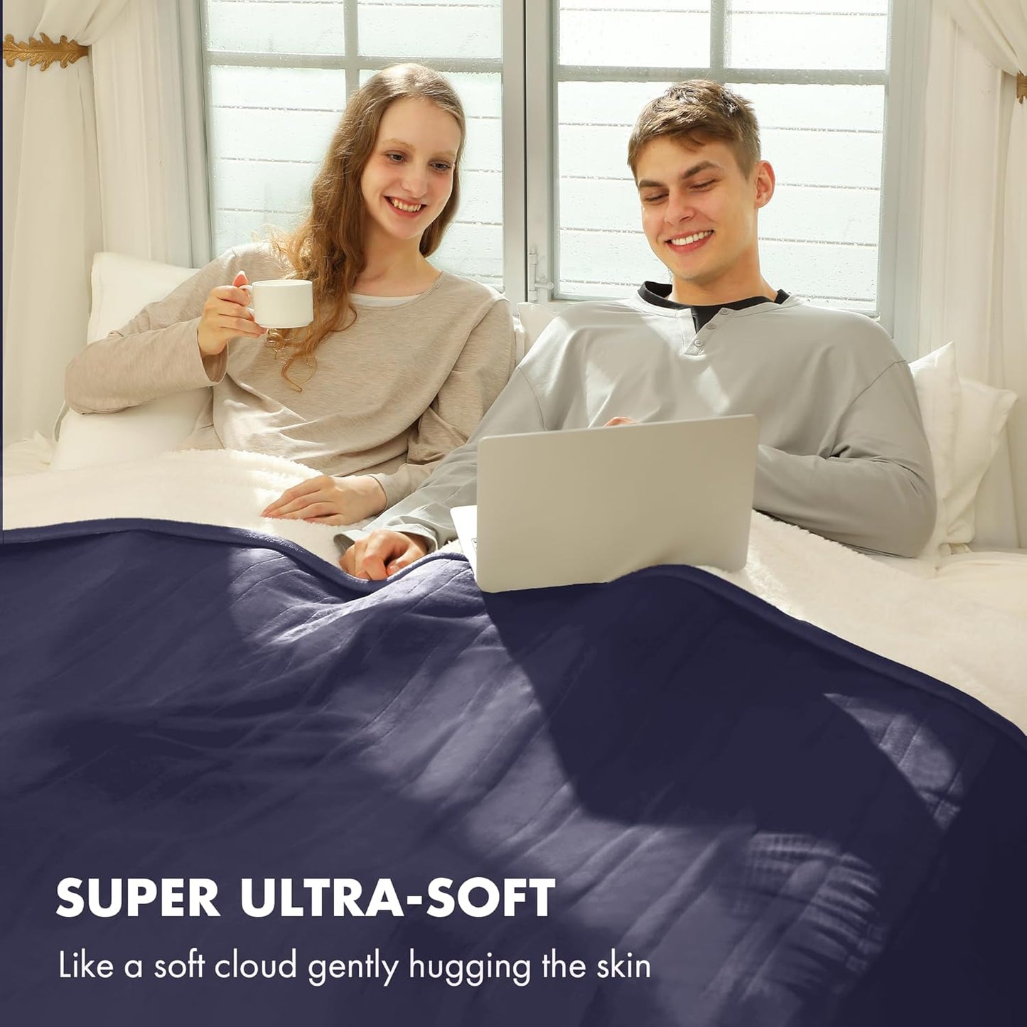 Heated Blanket Queen Size 84" x 90" - Warm Flannel Sherpa Electric Blanket with Dual Control for Home, 5 Heating Levels & 10 Hours Auto Off, Overheat Protection (Ash Violet)