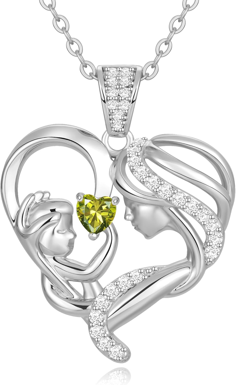 Mothers Day Gifts for Mom Wife Her Grandma, S925 Sterling Silver Birthstone Necklaces Jewelry for Women, Mother's Day Love Heart Pendant Necklace for Anniversary Birthday Christmas Day