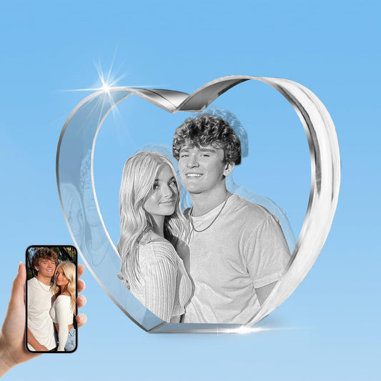HAN'S LASER 3D Crystal Photo, Personalized Gift with Your Own Photo, Unique Mother’s Day,Birthday Gift for Women, Mother, Wife, Husband, Men(Small Heart)