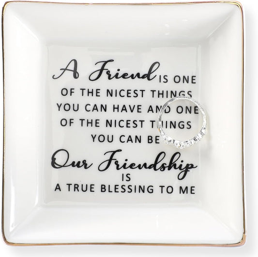 HOME SMILE Ceramic Ring Dish Jewelry Tray for Mom Sister Friends