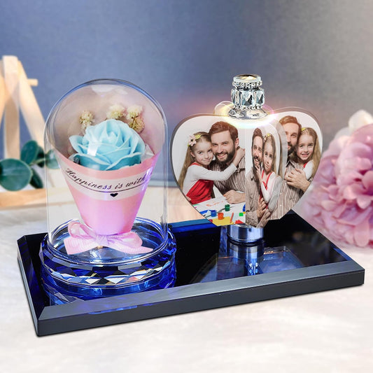 Personalized 3d Crystal Photo Heart-shaped Photo Frame in Crystal Night Light Family Baby Mother Lover Daddy Day Gifts Crystal photo lamp