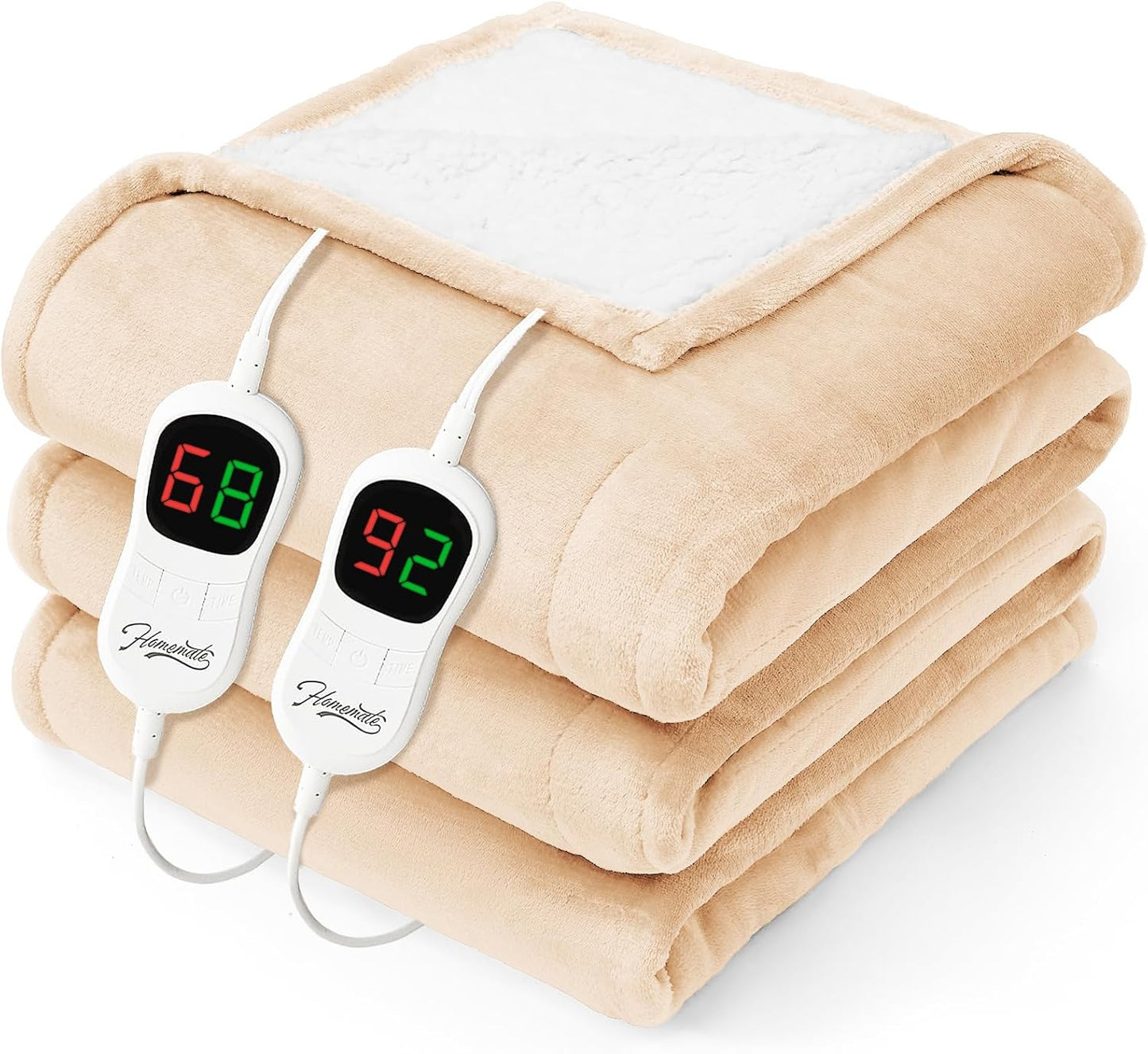 Homemate Heated Electric Blanket King Size - 100"x90" Heating BedBlanket Throw with 10 Heating Levels&8 Hours Auto Off, Fast Heating Over-Heated Protection Ultra Soft Flannel ETL Certified, Grey