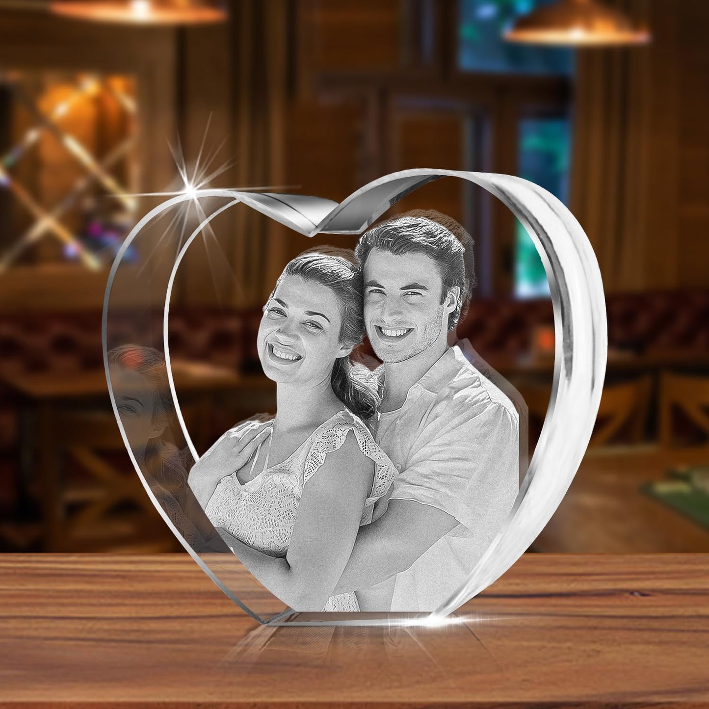 HAN'S LASER 3D Crystal Photo, Personalized Gift with Your Own Photo, Unique Mother’s Day,Birthday Gift for Women, Mother, Wife, Husband, Men(Small Heart)