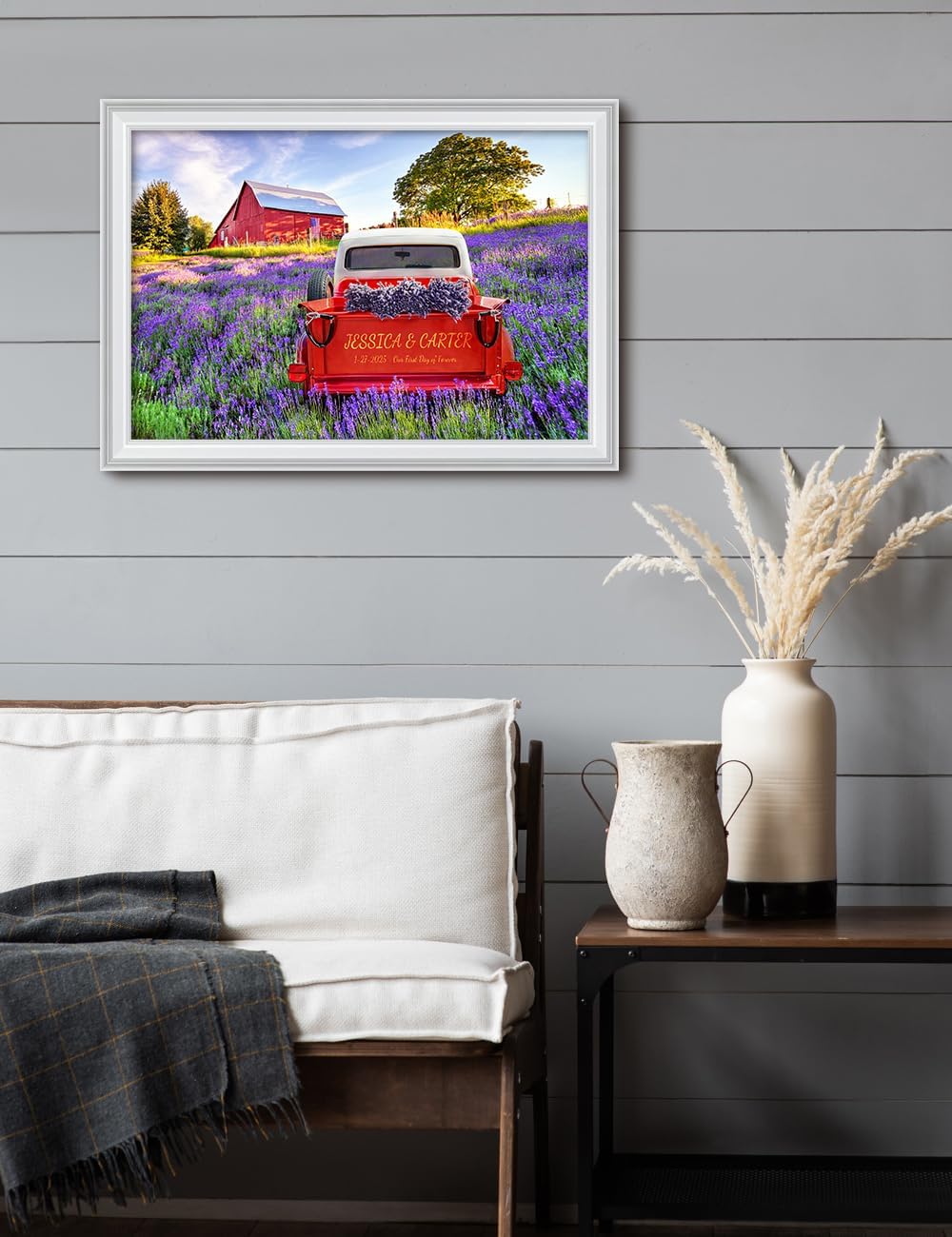 IPIC - Timeless Love Through the Seasons, Spring, Personalized Framed Wall Art with Names, Romantic Gift for the Partner, Custom Artwork with Solid Wood Frame for Couples' Bedroom or Living Room