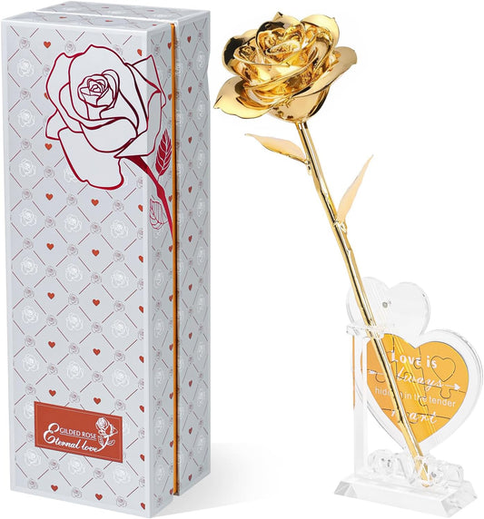 Mikasol 24K Gold Dipped Golden Rose – Elegant Eternal Flower with Message Puzzle Stand – Gift of Appreciation for Mom, Wife, or Mentor