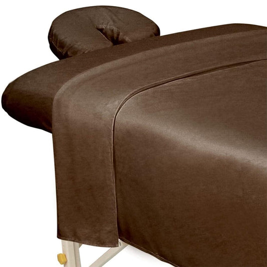 ForPro Professional Collection Premium Microfiber 3-Piece Massage Sheet Set, Chocolate, Ultra-Light, Stain, and Wrinkle Resistant, Includes Flat, Fitted Sheet and Massage Face Rest Cover