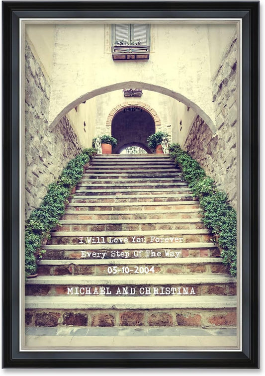 IPIC - Love You Every Step, Personalized Ideal Gift Custom Framed Wall Art with Names and Date, Giclee Prints with Solid Wood Frame, Unique and Memorable Present. Wall Art for Home Decor.