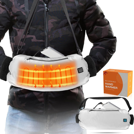 Heated Hand Warmer Pouch, 10000mAh Electric Heated Hand Muff, Rechargeable Portable Power Bank Hand Warmer with 3 Levels Heating for Football, Hunting,Fishing,Camping.