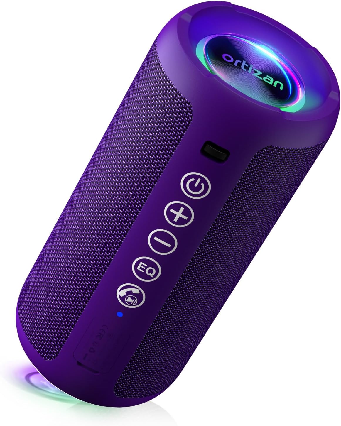Ortizan Portable Bluetooth Speaker: IPX7 Waterproof, 24W Loud Sound, Deep Bass, Bluetooth 5.3, LED Lights, Wireless Stereo Pairing, 30H Playtime, for Home/Outdoor/Party/Beach, Birthday Gift (Purple)