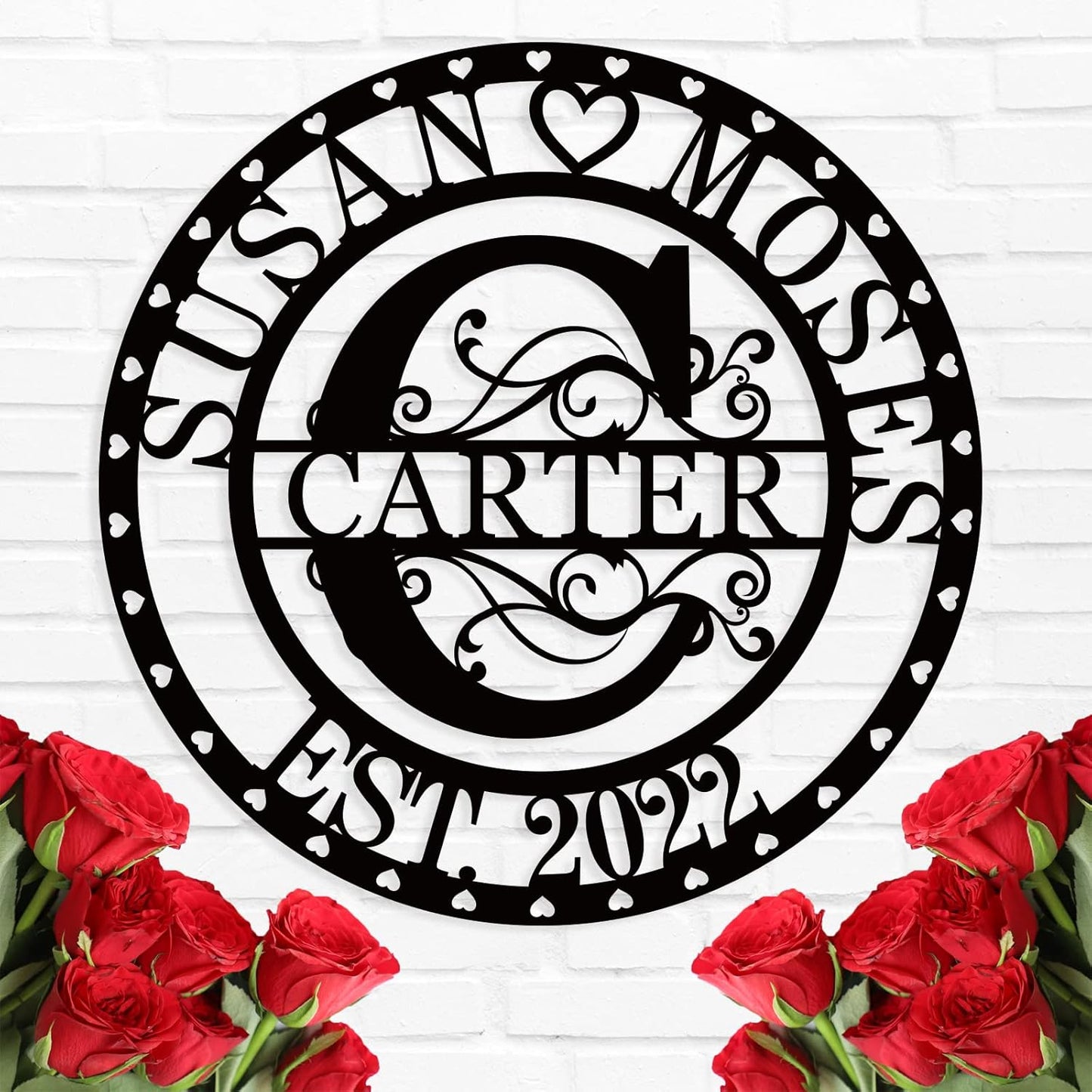 Monogram Wall Decor Personalized Metal Sign Last Name Sign Personalized Signs for Home Decor Custom Metal Signs Metal Wall Art Established Sign Family Name Sign Anniversary Wedding Gift for Couple