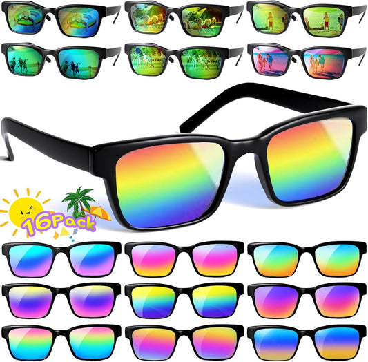 Party Favors for Kids 4-8, 16Packs Neon Sunglasses for Kid, UV400 Protection Sunglasses Bulk, Goodie Bags Stuffers for Kids Pool Birthday Party Supplies