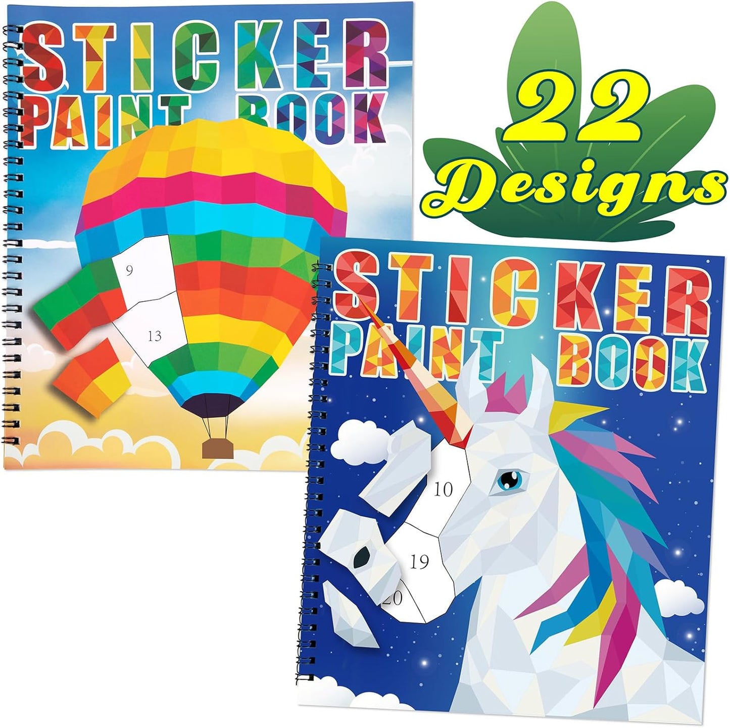 90shine 2PCS Sticker Books for Kids Ages 4-8 Multiple Designs Party Gift Create 22 Pictures