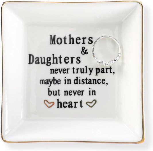 HOME SMILE Ceramic Ring Dish Jewelry Tray for Mom Sister Friends