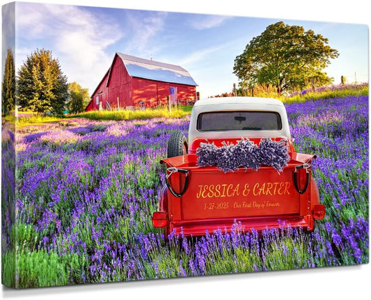 IPIC - Timeless Love Through the Seasons, Spring, Personalized Canvas Wall Art with Names, Custom Gift for Couples, Romantic Anniversary or Wedding Present for Bedroom or Living Room Decor