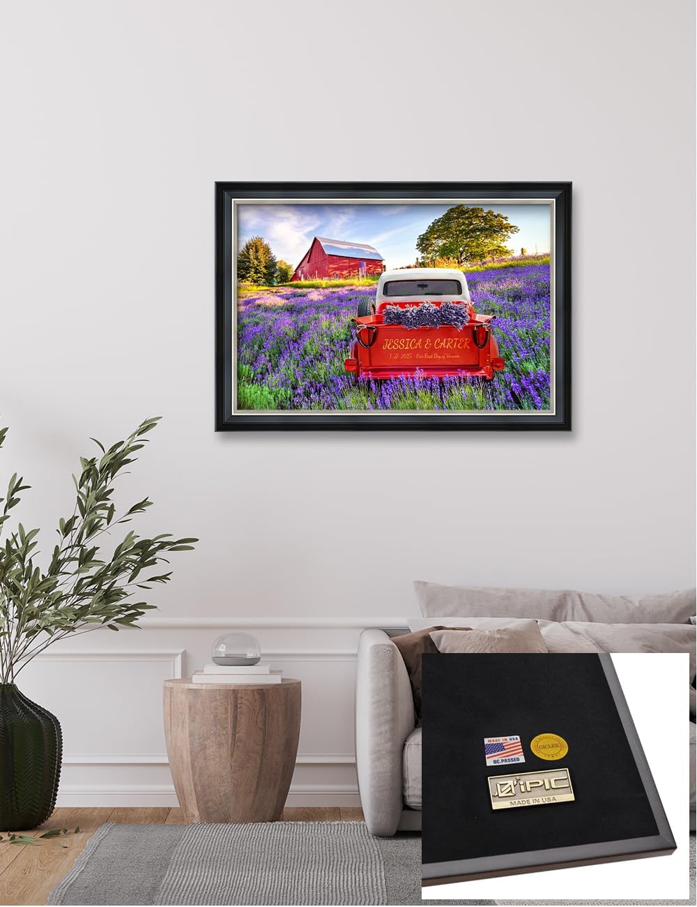 IPIC - Timeless Love Through the Seasons, Spring, Personalized Framed Wall Art with Names, Romantic Gift for the Partner, Custom Artwork with Solid Wood Frame for Couples' Bedroom or Living Room