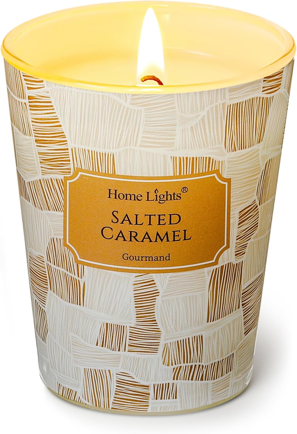 HomeLights Soy Wax Candles for Home Scented, 1-Wick Candles in Salted Caramel Scented, Rustic Modern Aromatherapy Candles Gift for Parties, Relaxing, 6.7oz
