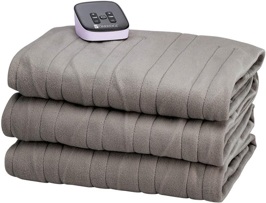 OakRidge Digital Comfort Fleece Heated Twin Blanket - Grey, 100% Polyester, Machine Washable, Oeko-TEX Certified, Perfect for Warm Nights, Controlled Heat Settings