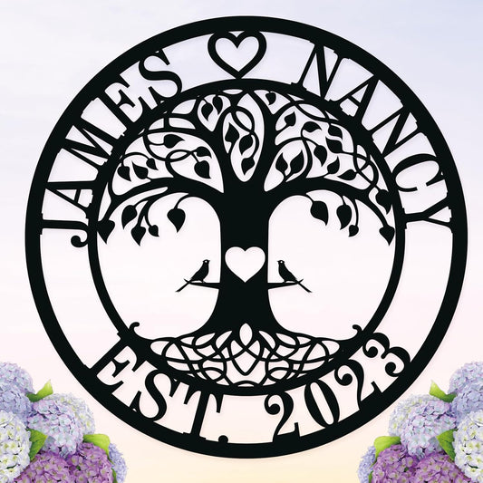 Metal Name Signs Personalized,Personalized Wedding Gifts,Metal Love Birds Signs, Custom Family Name Sign,Last Name Sign for Home,Engagement Anniversary Best Friends Christmas Gifts