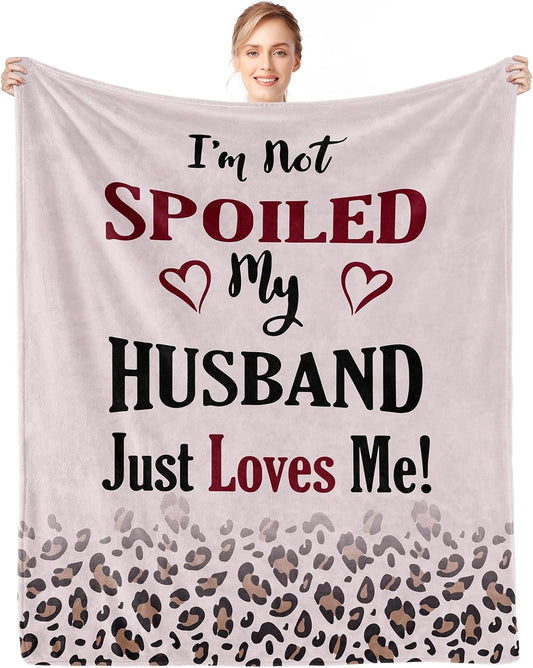 CENSIHER Gifts for Wife, Spoiled Wife Blanket 60x50in, Valentines Gifts for Her Wife, Anniversary Birthday Gifts for Women Her, Wife Birthday Gift Ideas, Presents for Mothers Day Christmas