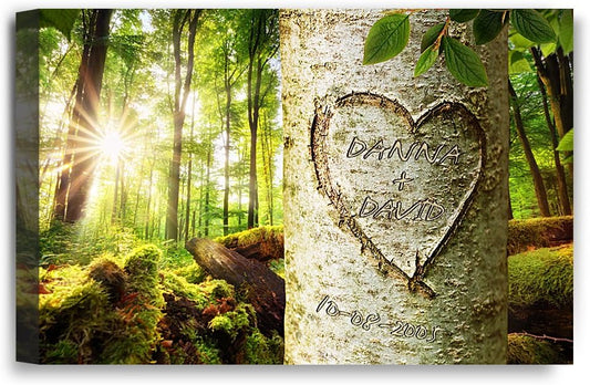 IPIC - Love Evergreen, Personalized Artwork with Names and Date on, Customized Gift for Anniversary,Wedding,Birthday and Holidays. 18x12