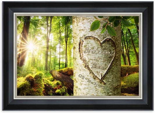 IPIC - Love Evergreen, Personalized Framed Wall Art with Names and Date on, Giclee Prints with Solid Wood Frame, Customized Gift and Memorial Gifts for Wedding Anniversary.