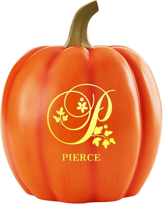 Let's Make Memories Personalized Pumpkin for Halloween - Customized Jack-O-Lantern - Your Name Pumpkin - Fall Décor - Light Up Pumpkin for Indoor/Outdoor Autumn - Name and Monogram - XL - Orange