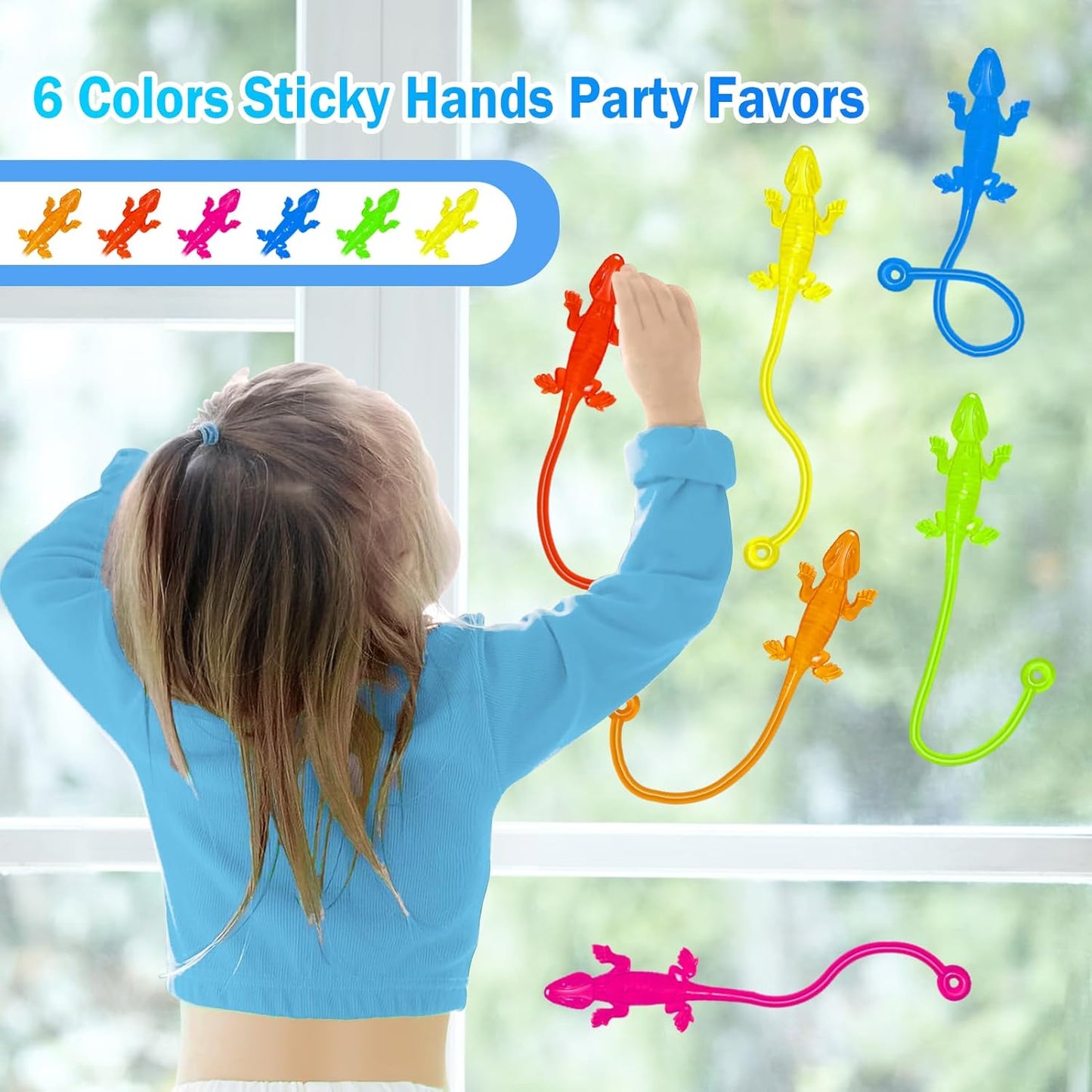 Sticky Hands Bulk 36PCS Kids Party Favors Lizard Shape Stretchy Sticky Hand Fidget Toys Kids Goodie Bag Stuffers Treasure Box Toys for Classroom Prizes Birthday Party Supplies Easter Egg Fillers