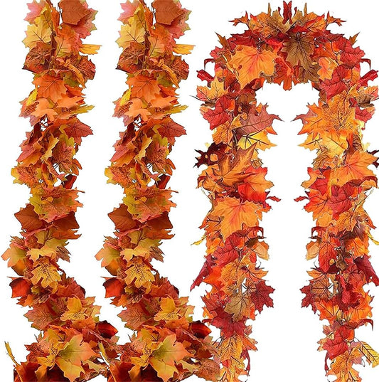 Fall Garland Fall Leaves Garland for Thanksgiving Decorations Home Outdoor Decor (3 Pcs)